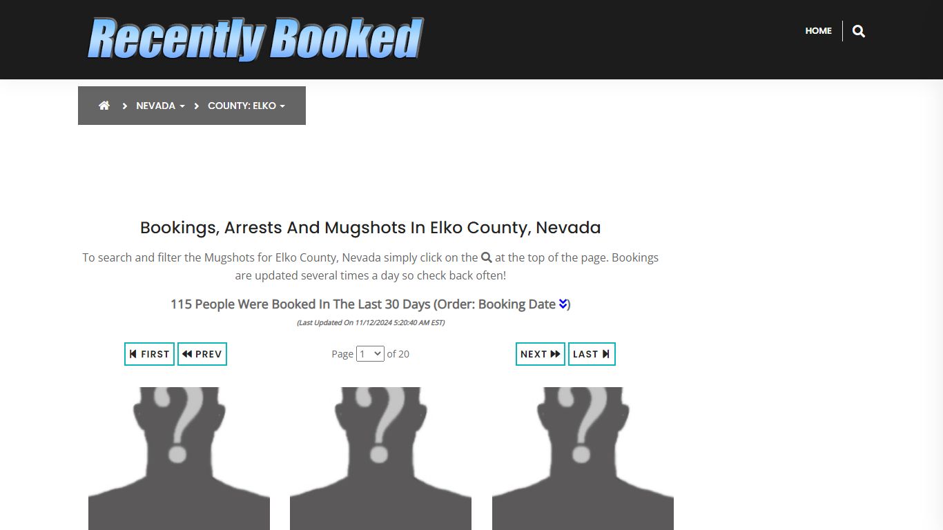 Bookings, Arrests and Mugshots in Elko County, Nevada - Recently Booked