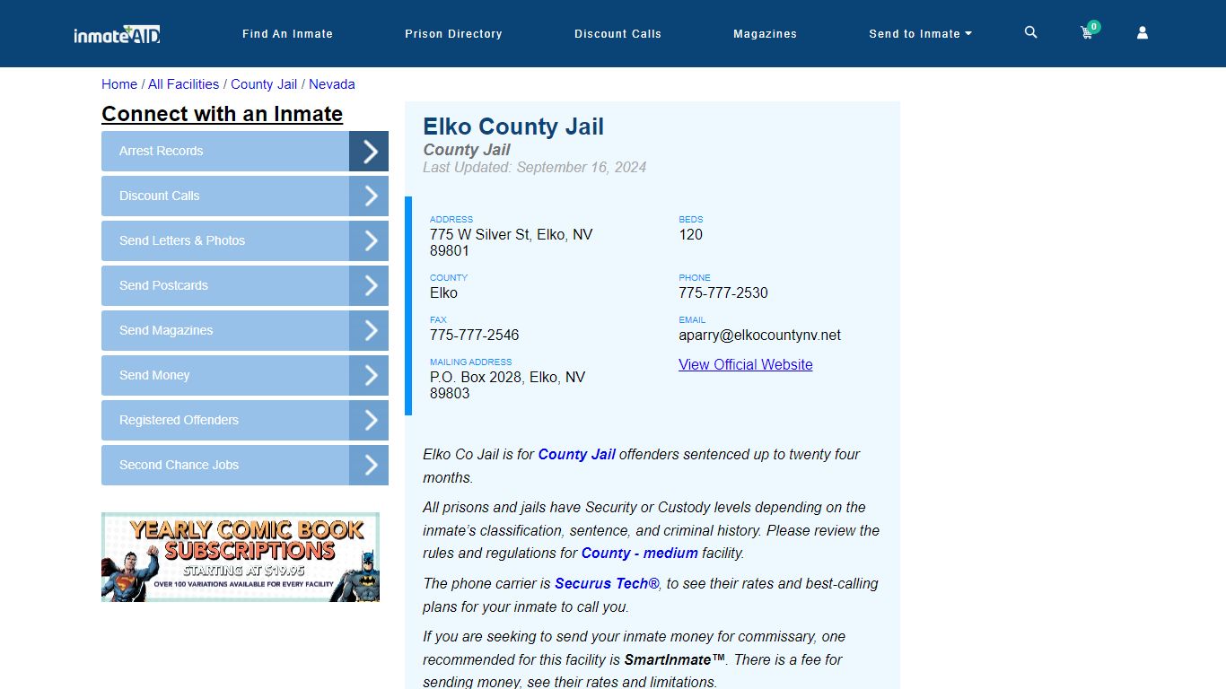 Elko County Jail - Inmate Locator