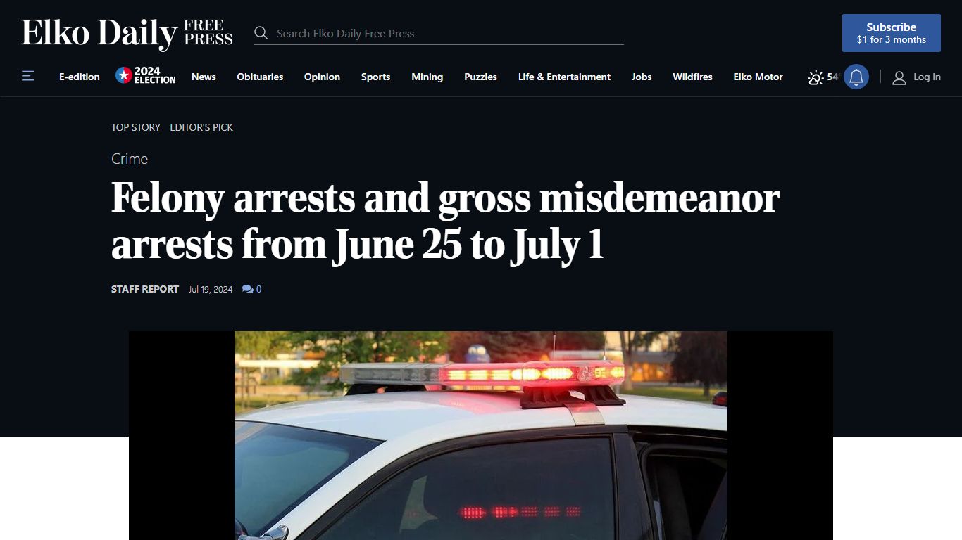 Felony arrests and gross misdemeanor arrests from June 25 to July 1